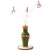 Vintage Vase-shaped Cat Scratching Post with 3 Feather Toys - Default