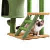 Unique Cactus Cat Tree Cat Tower with Sisal Covered Scratching Post, Cozy Condo, Plush Perches, Hanging Toy and Climbing Ladder - as picture
