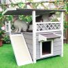 Cat House for Outdoor Cats Weatherproof with Scratching Pad and Escape Door - Default