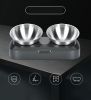 Pet Feeder Stainless Steel Double Bowls 15 Degree Adjustable Pet Cat Feeding Bowl - black