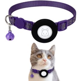 Pet Cat Footprints Reflective Collar With Bell (Color: Purple)