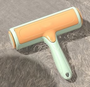 Two-way Roller Hair Removal Brush Sticky Scratch Automatic Cleaning Pet Hair Remover (Option: Green orange-19x18cm)