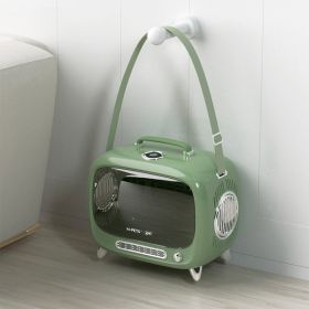 TV Cat Bag Out Portable Space Capsule Pet Backpack Carrying Large Capacity Portable (Option: Fan Forest Green)