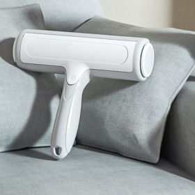 Two-way Roller Hair Removal Brush Sticky Scratch Automatic Cleaning Pet Hair Remover (Option: White ash-19x18cm)