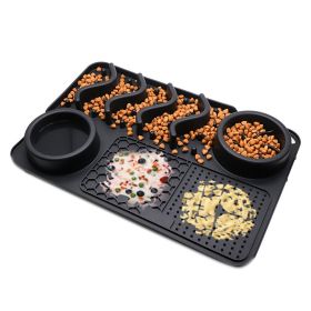 Dog Silicone Licking Pad Pet Licking Mat Silicone Smelling Mat Multifunctional Food Bowl Pets Supplies (Option: Large Black Licking Pad)