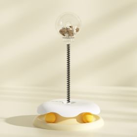 Cat Leakage Food 2 In 1 Toys Turntable Ball Toys Kitten Funny Cat Training Spring Ball Cat Supplies Pet Products (Color: Yellow)