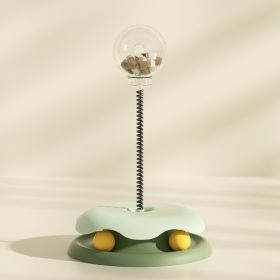 Cat Leakage Food 2 In 1 Toys Turntable Ball Toys Kitten Funny Cat Training Spring Ball Cat Supplies Pet Products (Color: Green)