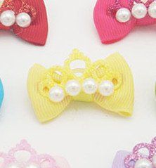 Pet Supplies Head Flower Head Elastic Bow Hair Accessories (Option: Yellow-38mm)