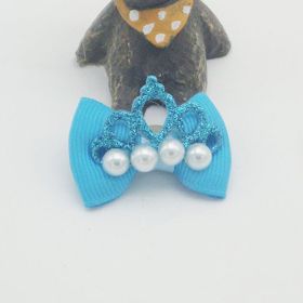 Pet Supplies Head Flower Head Elastic Bow Hair Accessories (Option: Blue-38mm)