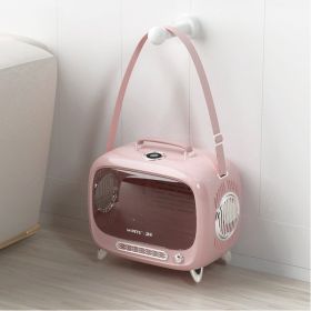 TV Cat Bag Out Portable Space Capsule Pet Backpack Carrying Large Capacity Portable (Option: Mist Pink)
