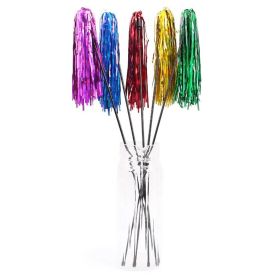 Black PP Rod Sound Paper Color Stripes Cat Teaser (Option: Five Colors Random-Rod 50cm Plus 20cm Ribbon-5pcs)