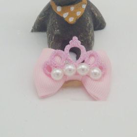 Pet Supplies Head Flower Head Elastic Bow Hair Accessories (Option: Pink-38mm)