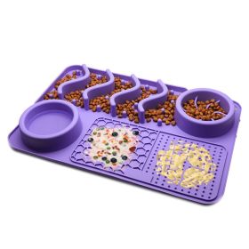 Dog Silicone Licking Pad Pet Licking Mat Silicone Smelling Mat Multifunctional Food Bowl Pets Supplies (Option: Large Purple Licking Pad)