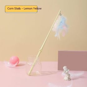 Corn Cat Teaser Feather Bell Rod (Option: Corn Yellow-Independent Opp Packaging)