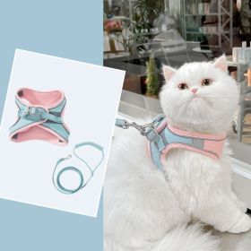 Anti Breaking Loose Outdoor Cat Pulling Rope Reflective Vest Chest Strap (Option: Blue Pink-XL)